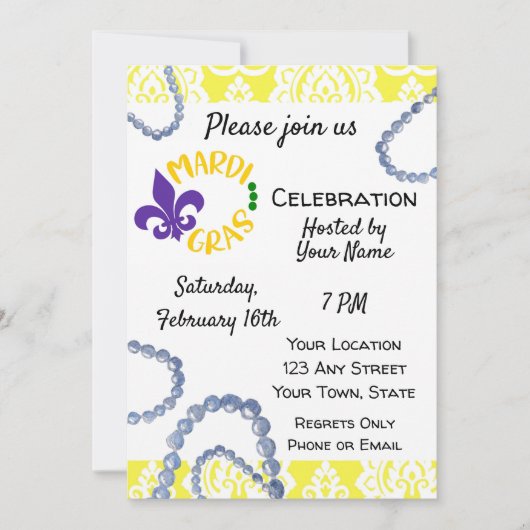 Mardi Gras Uitnodiging (Voorkant)