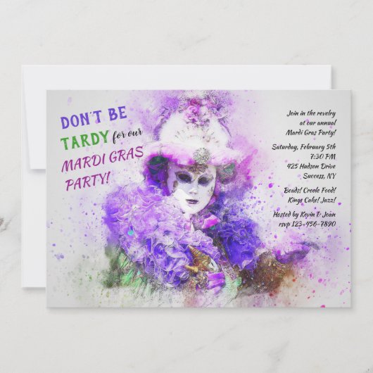 Mardi Gras uitnodiging (Voorkant)