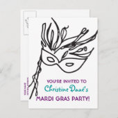 Mardi Gras. Uitnodiging Briefkaart (Voorkant / Achterkant)