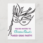 Mardi Gras. Uitnodiging Briefkaart (Voorkant)