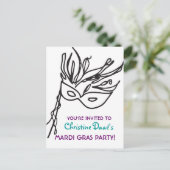 Mardi Gras. Uitnodiging Briefkaart (Staand voorkant)