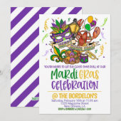 Mardi Gras-uitnodiging Kaart (Voorkant / Achterkant)