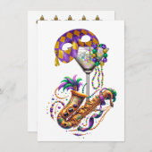 Mardi Gras - Uitnodiging voor een cocktailparty (Voorkant / Achterkant)