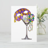 Mardi Gras - Uitnodiging voor een cocktailparty (Staand voorkant)