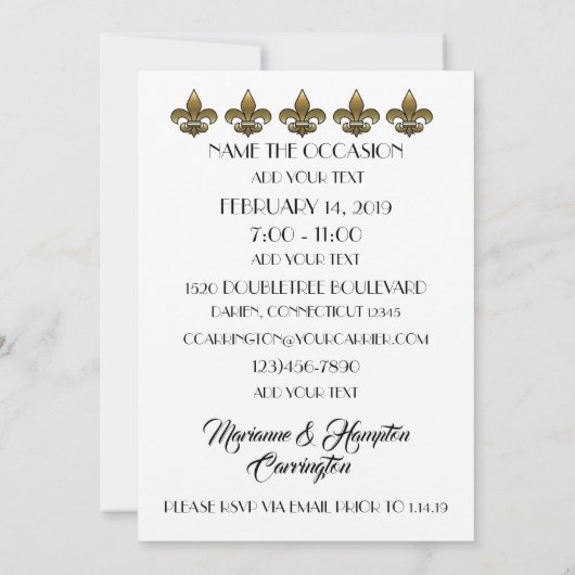 Mardi Gras - Uitnodiging voor een cocktailparty (Achterkant)