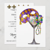 Mardi Gras - Uitnodiging voor een cocktailparty (Voorkant / Achterkant)