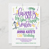 Mardi Gras Uitnodiging voor verjaardag (Voorkant)