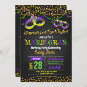 Mardi Gras Uitnodiging voor verjaardag (Voorkant / Achterkant)