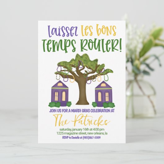 Mardi Gras Uitnodiging voor viering (Staand voorkant)