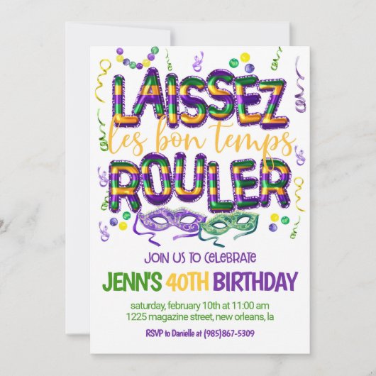 Mardi Gras Uitnodiging voor viering (Voorkant)