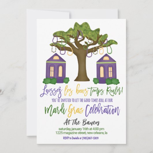 Mardi Gras Uitnodiging voor viering (Voorkant)
