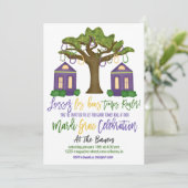 Mardi Gras Uitnodiging voor viering (Staand voorkant)