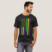 Mardi Gras US Flag Baseball Bat Patriotic Men Wome T-shirt (Voorkant volledig)