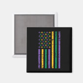 Mardi Gras Us Flag Magneet (Voorkant / Achterkant)