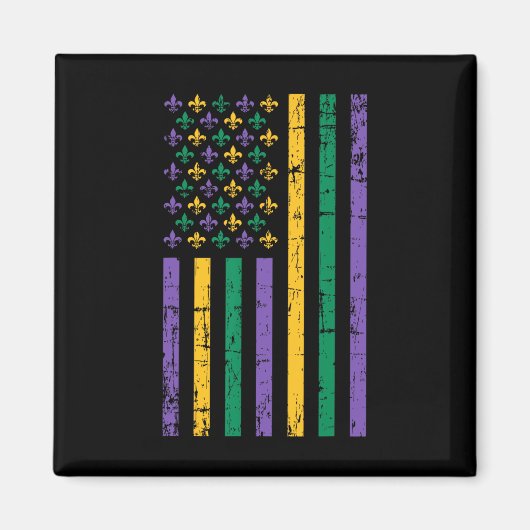 Mardi Gras Us Flag Magneet (Voorkant)