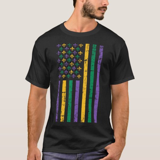 Mardi Gras Us Flag T-shirt (Voorkant)