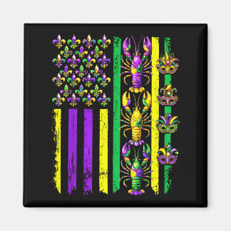 Mardi Gras Usa American Flag Crawfish Carnival Men Magneet