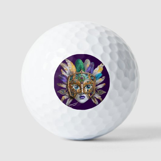 Mardi Gras Veer- en Metaal Masker Golfballen (Voorkant)