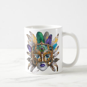Mardi Gras Veer- en Metaal Masker Koffiemok