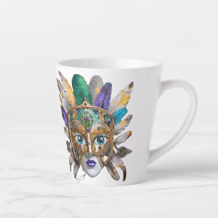 Mardi Gras Veer- en Metaal Masker Latte Mok