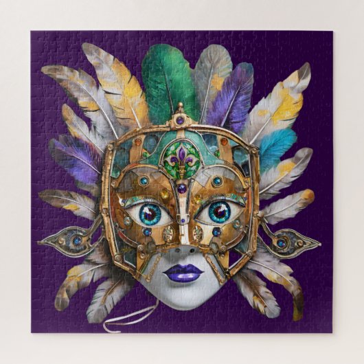Mardi Gras Veer- en Metaal Masker Legpuzzel (Verticaal)