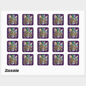 Mardi Gras Veer- en Metaal Masker Vierkante Sticker (Vel)