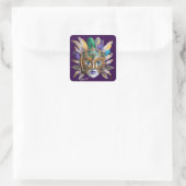 Mardi Gras Veer- en Metaal Masker Vierkante Sticker (Tas)