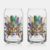 Mardi Gras Veer en Metalen Masker Blikvorm Glas (Voorkant)