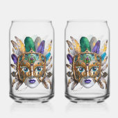 Mardi Gras Veer en Metalen Masker Blikvorm Glas (Achterkant)