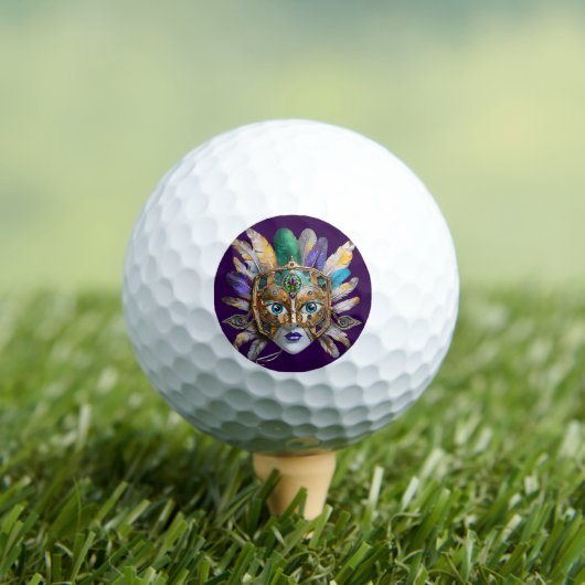 Mardi Gras Veer en Metalen Masker Golfballen (Insitu Shirt)