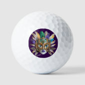 Mardi Gras Veer en Metalen Masker Golfballen (Voorkant)