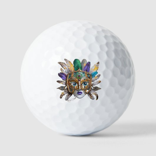 Mardi Gras Veer en Metalen Masker Golfballen (Voorkant)
