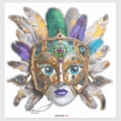 Mardi Gras Veer en Metalen Masker Sticker (Vel)