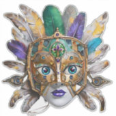 Mardi Gras Veer en Metalen Masker Sticker (Voorkant)