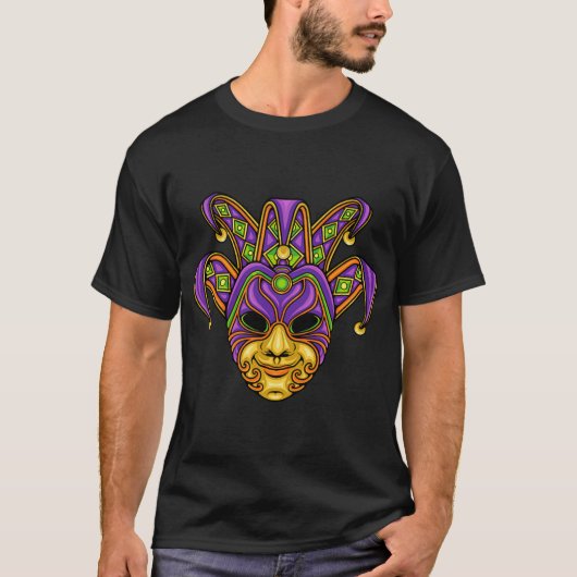 Mardi Gras Venetian Jester Mask T-shirt (Voorkant)