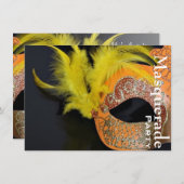 Mardi Gras Venetian Mask Masquerade Party Invite Kaart (Voorkant / Achterkant)