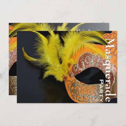 Mardi Gras Venetian Mask Masquerade Party Invite Kaart (Voorkant / Achterkant)