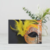 Mardi Gras Venetian Mask Masquerade Party Invite Kaart (Staand voorkant)