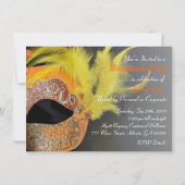 Mardi Gras Venetian Mask Masquerade Party Invite Kaart (Achterkant)