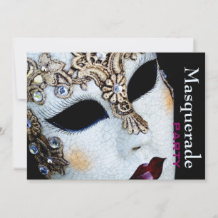 Mardi Gras Venetian Mask Masquerade Party Invite Kaart