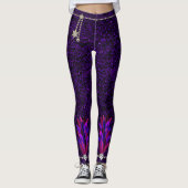 Mardi Gras veren hanger Paarse glitter Leggings (Voorkant)