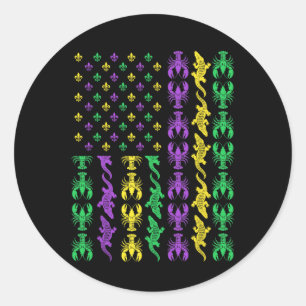 Mardi Gras Verenigde Staten Amerikaanse Vlag Crawf Ronde Sticker