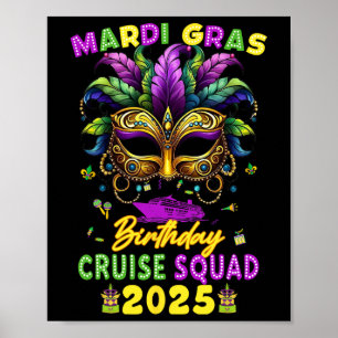 Mardi Gras Verjaardag Cruise Squad 2025 Familie Ma Poster