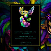 Mardi Gras Verjaardags Maskerade Feest Zwart Chic Kaart