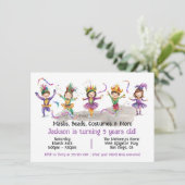 Mardi Gras Verjaardagsfeest Kostuum Kinder Uitnodi Kaart (Staand voorkant)