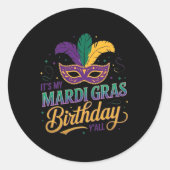 Mardi Gras Verjaardagsmasker Het is mijn Mardi Gra Ronde Sticker (Voorkant)