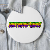 Mardi Gras Verjaardagsmeisje! Ronde Button 6,0 Cm (In situ)