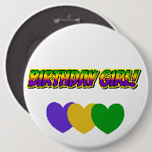 Mardi Gras Verjaardagsmeisje! Ronde Button 6,0 Cm (Voorkant /achterkant)