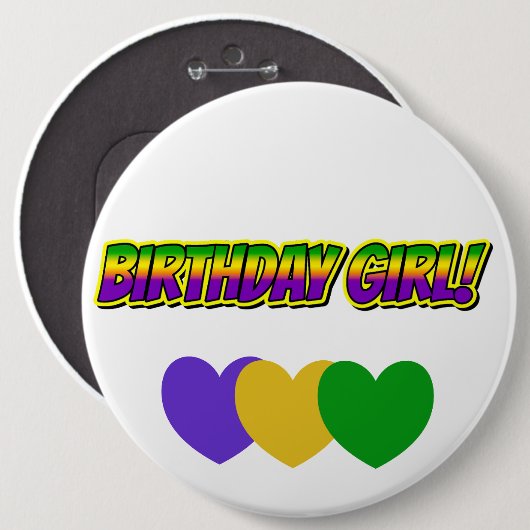 Mardi Gras Verjaardagsmeisje! Ronde Button 6,0 Cm (Voorkant /achterkant)