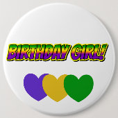 Mardi Gras Verjaardagsmeisje! Ronde Button 6,0 Cm (Voorkant)